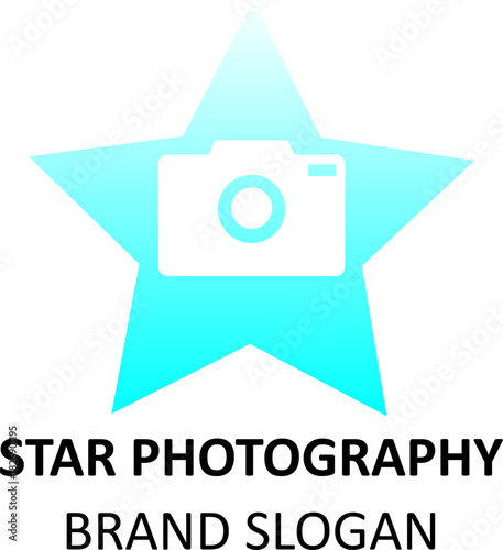 Star Photography Logo With Camera Icon In Blue Star