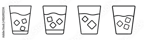 Ice water drink glasses illustration vector art cold beverage refreshment summer cocktail design clip art