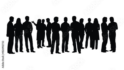 Diverse group of people silhouettes isolated on white background, Vector