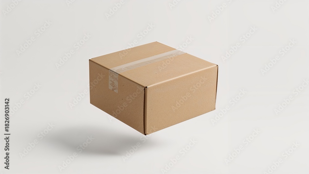 Obraz premium A plain cardboard box on a white surface.