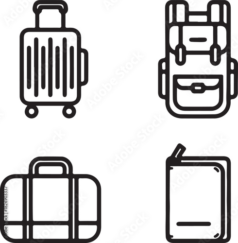 Travel icon vector illustration of suitcase luggage and business briefcase set eps 10 isolated style
