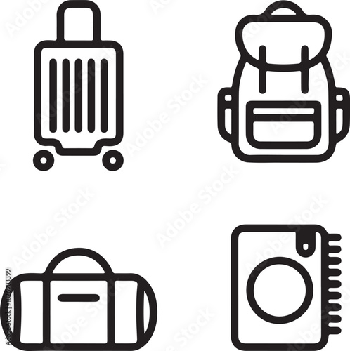 travel flat icons set vector illustration of luggage and bags