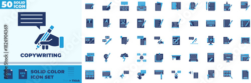 Copywriting Solid Color Editable Icons set