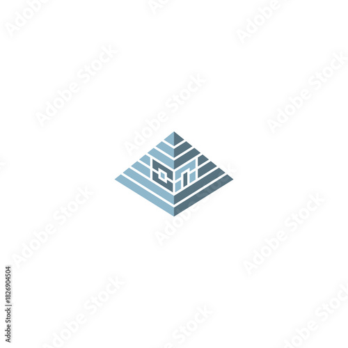 Pyramid shaped house, geometric logo illustration.