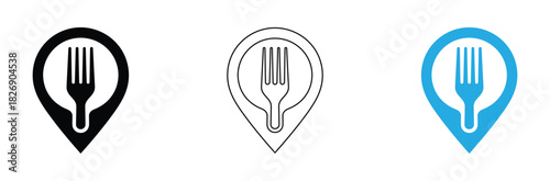 Find the best restaurants nearby with this modern location pin and fork graphic, perfect for apps, websites, and food guides now