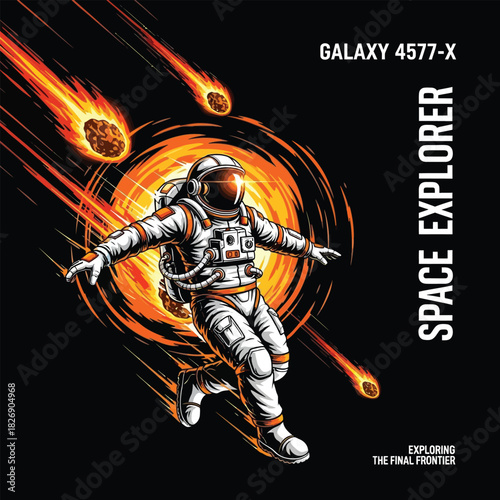 Astronaut navigates fiery meteor shower near galactic anomaly