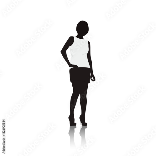 Elegant Silhouette: A fashion-forward silhouette, representing style, poise, and sophistication in a clean, uncluttered visual.