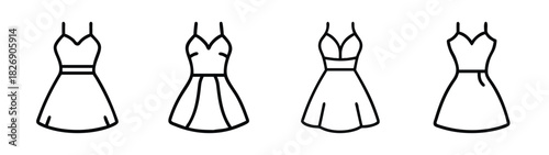 Collection of fashion dresses vector illustration for clothing design and style guide apparel line