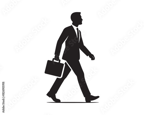Businessman confident Run with brifecase Silhouette illustration Design 