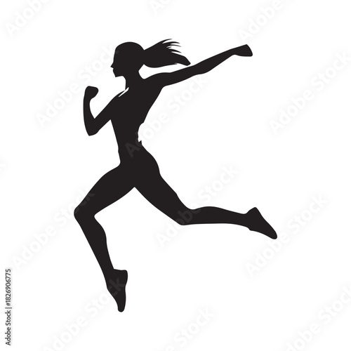 silhouette of a young woman running