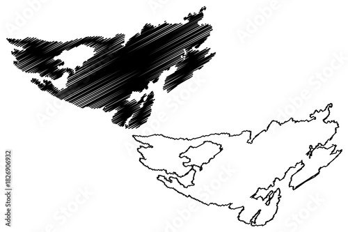 Fagelbrolandet island (Kingdom of Sweden) map vector illustration, scribble sketch Fagelbrolandet map