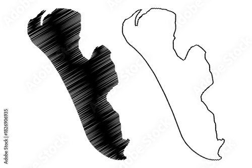 Fano island (Kingdom of Denmark) map vector illustration, scribble sketch Fano map