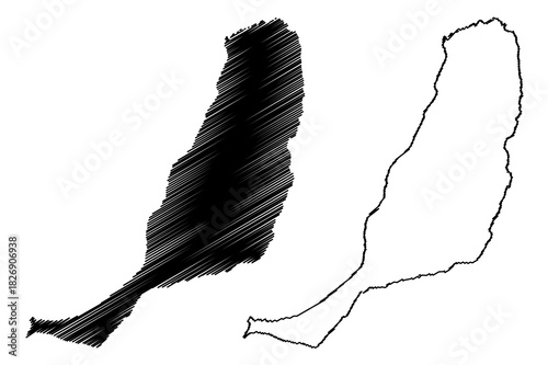 Fuerteventura island (Kingdom of Spain, Canary Islands) map vector illustration, scribble sketch Fuerteventura map