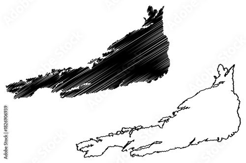 Froya island (Kingdom of Norway) map vector illustration, scribble sketch Froya map