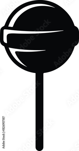 Minimalist black round lollipop candy silhouette vector icon