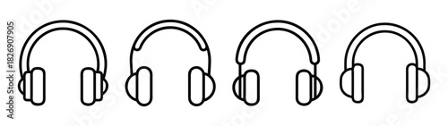 Headphones vector illustration: wireless headset, music equipment, audio accessory, sound device, design