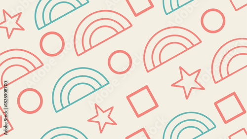 Pastel Geometric Shapes Seamless Pattern background