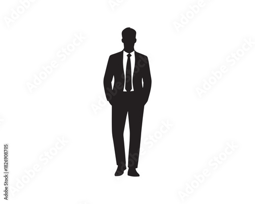 Businessman confidently Standing Silhouette illustration Design