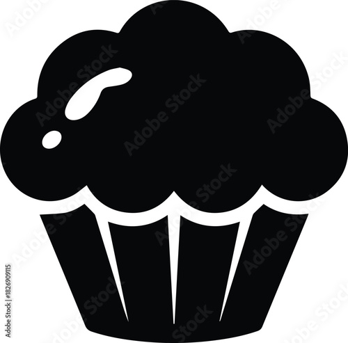 Minimalist black muffin bakery pastry silhouette vector icon