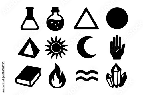 Geometric and symbolic icons: science, nature, and mysticism collection