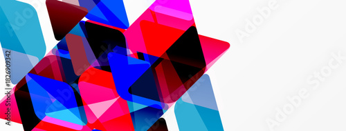 Abstract composition. Overlapping translucent shapes create vibrant color fields. Dynamic visual experience, modern aesthetic.