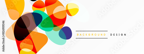 Abstract colorful overlapping circles create dynamic visual effect. Bright hues blend, forming modern background design.