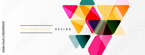 Abstract geometric shapes overlap, creating vibrant colorful design. White background provides clean contrast. Modern aesthetic.