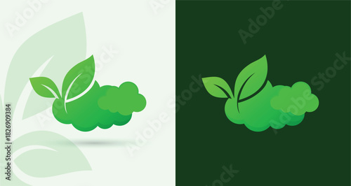 Cloud leaf eco logo weather environment green technology clean climate nature friendly icon
