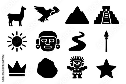 Ancient icons: south american culture in bold silhouette style