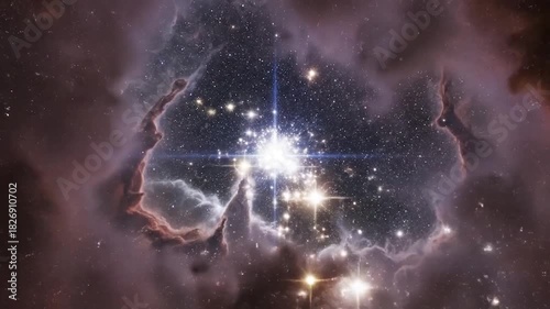 Stunning Nebula Cluster with Bright Stars and Cosmic Dust.