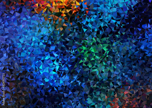 Abstract mosaic of colorful triangles forming a vibrant textured background