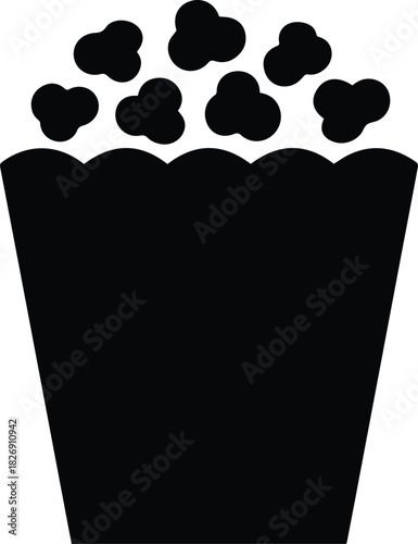 Minimalist black popcorn bag snack silhouette vector icon