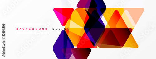 Abstract geometric shapes overlap, creating vibrant colorful design. White background provides contrast, modern aesthetic.