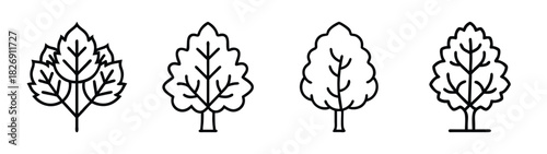 Download tree silhouette vector art: collection of cypress tree vector outline illustration design