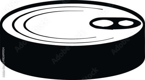 Minimalist black tuna fish can silhouette vector icon
