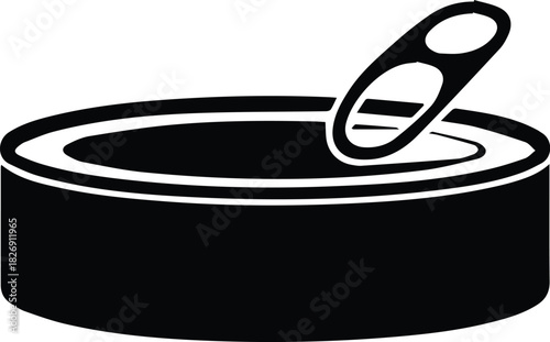 Minimalist black tuna fish can silhouette vector icon