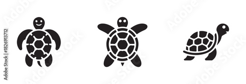 Stylized turtle icon, sea turtles various icon, internet concept symbol for website button or mobile app, vector illustration EPS 10.