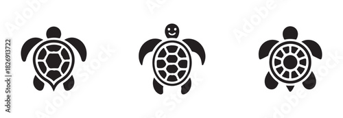 Turtle icon set, sea animal symbol, turtle logo vector icons for web, vector illustration EPS 10.