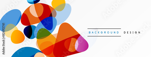 Abstract colorful shapes overlap, creating dynamic visual effect. Bright hues blend, forming modern background design.