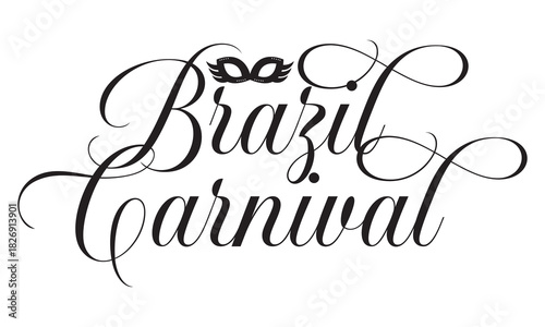 Brazil Carnival Handwritten Typography . Stylized handwritten “Brazil Carnival” lettering with playful heart accents, perfect for festive designs, event promotions, and cultural celebration themes.

