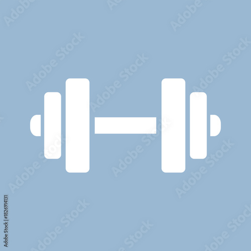 Dumbbell vector icon over blue background