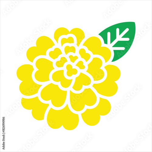 Canvas-taulu Yellow Flower Illustration – Simple Floral Vector Design