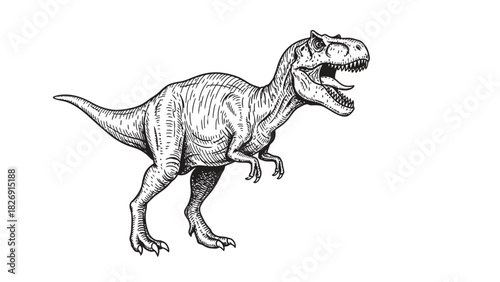Roaring Tyrannosaurus Rex Line Art