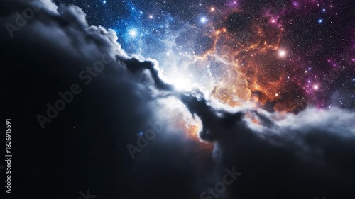 Vibrant Nebula and Starfield with Cosmic Clouds.