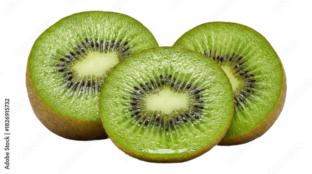 Fototapeta premium Sliced Kiwi Isolated on Transparent Background