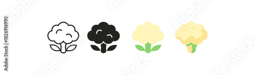 Minimalist cotton plant icons in various styles