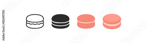 Minimal macaron dessert icons in line and solid styles