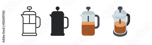 Elegant french press designs: minimalist icons for coffee lovers