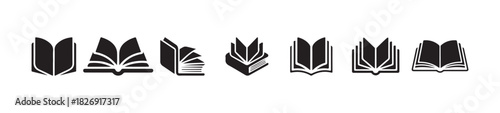 Book icon collection, vector book sign collection, library symbol in glyph, education sign, vector illustration EPS 10.