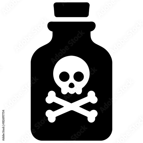 Poison bottle silhouette with skull and crossbones toxic chemical danger icon